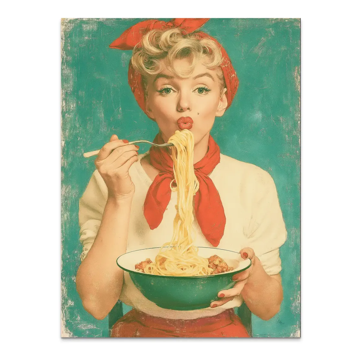 Marilyn Monroe Spaghetti Alu Dibond Wandbild
