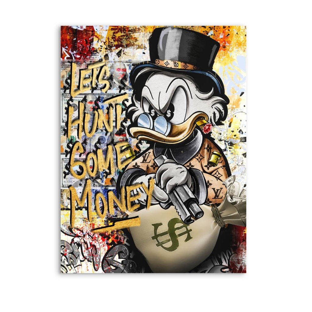 Dagobert Duck Let's Hunt Pop Art AluDibond Bild INGALERIE