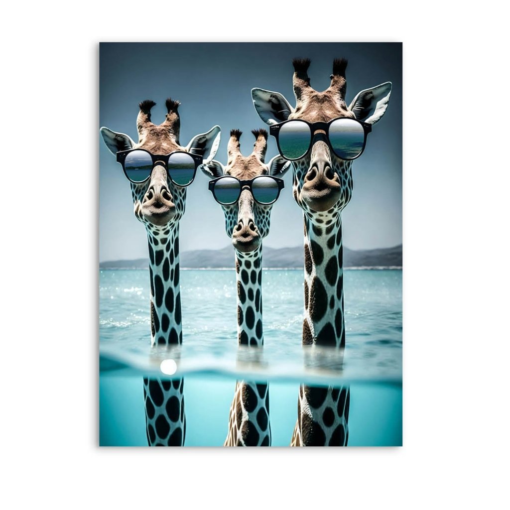 Drei Giraffen im Meer AluDibond Bild INGALERIE