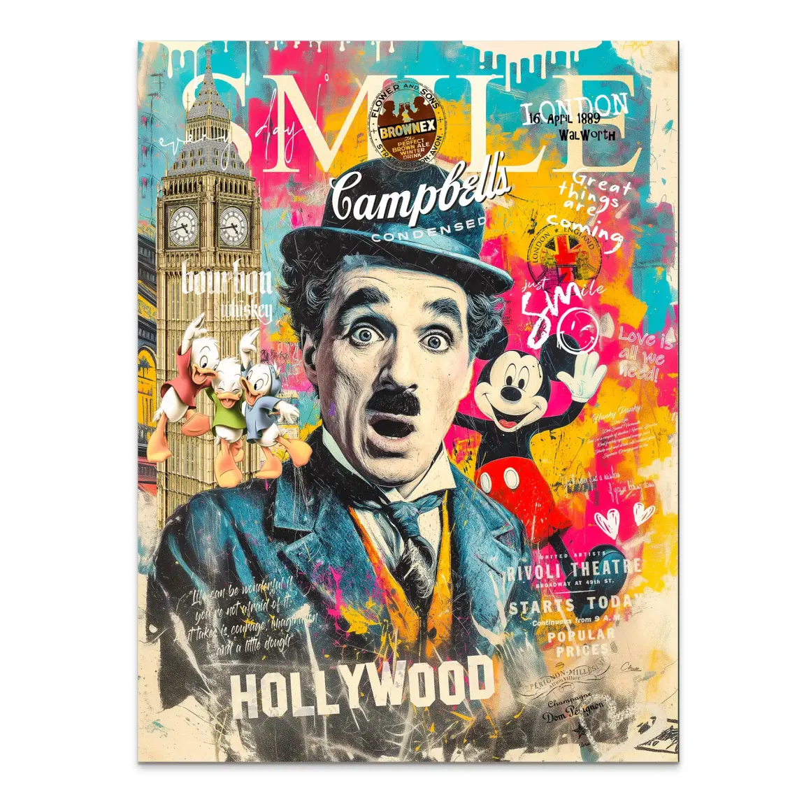 Smile Charlie & Micky Pop Art Alu Dibond Bild INGALERIE