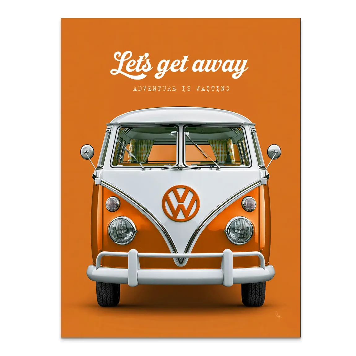 Orange VW Bulli Alu Dibond Wandbild