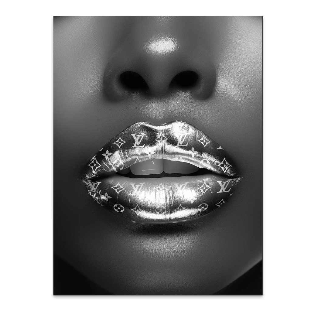 Vuitton Silver Lips AluDibond Bild INGALERIE