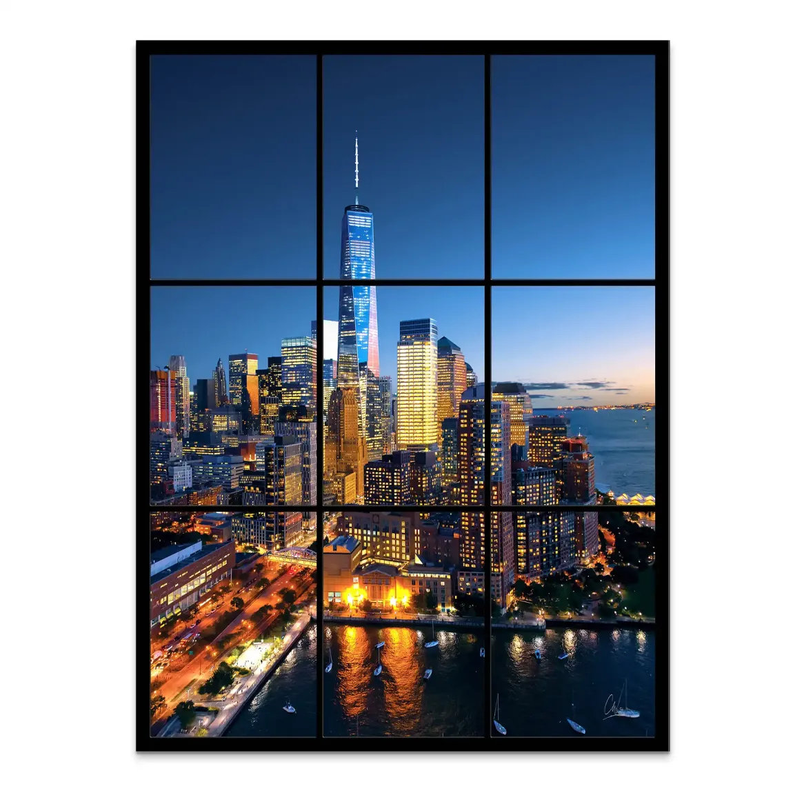 Skyline Lights New York Alu Dibond Bild