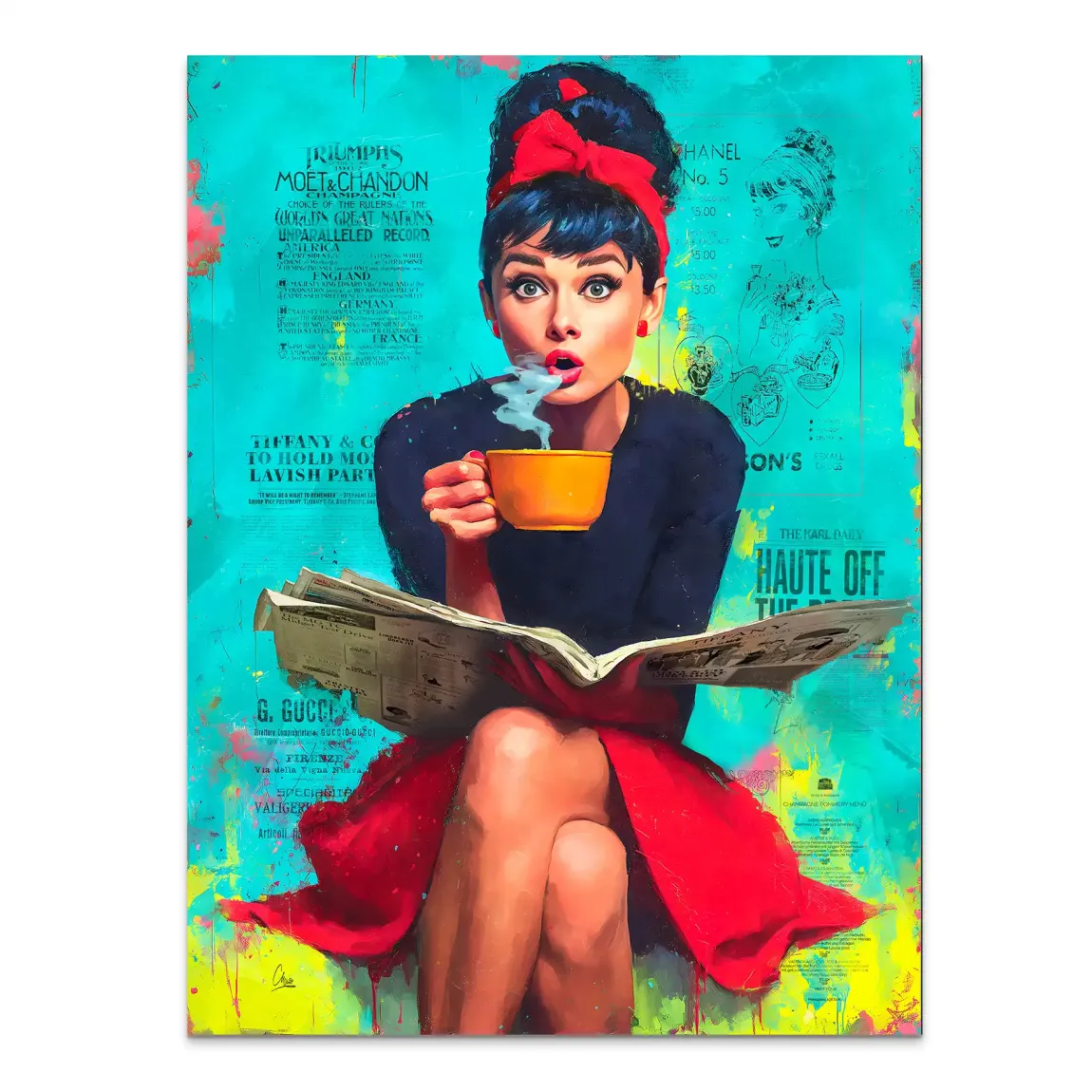 Audrey News Pop Art Alu Dibond Bild INGALERIE