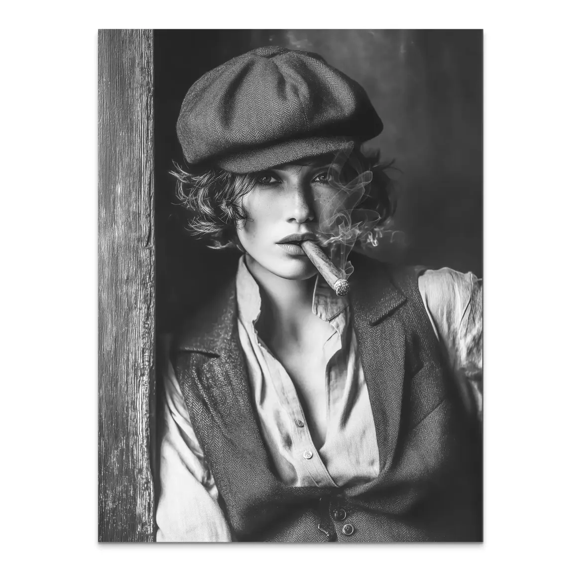 Smoke & Secrets Beauty in schwarz weiss Alu Dibond Bild INGALERIE