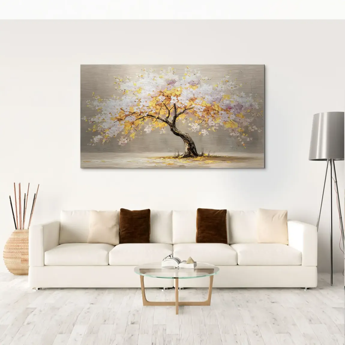 Gold Leaf Tree Art Alu Gebürstet