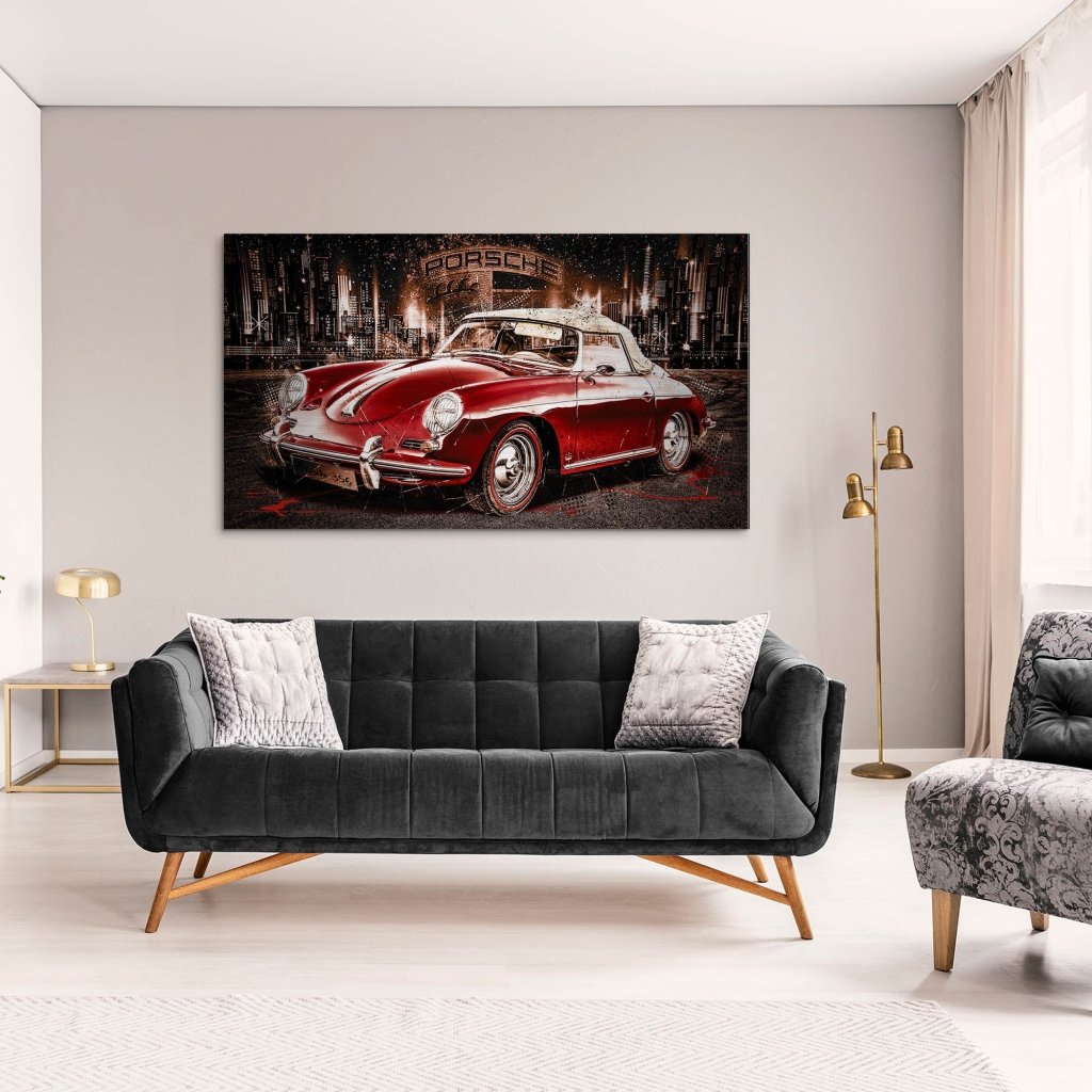 Porsche 356 Retro Alu Gebürstet Bild INGALERIE