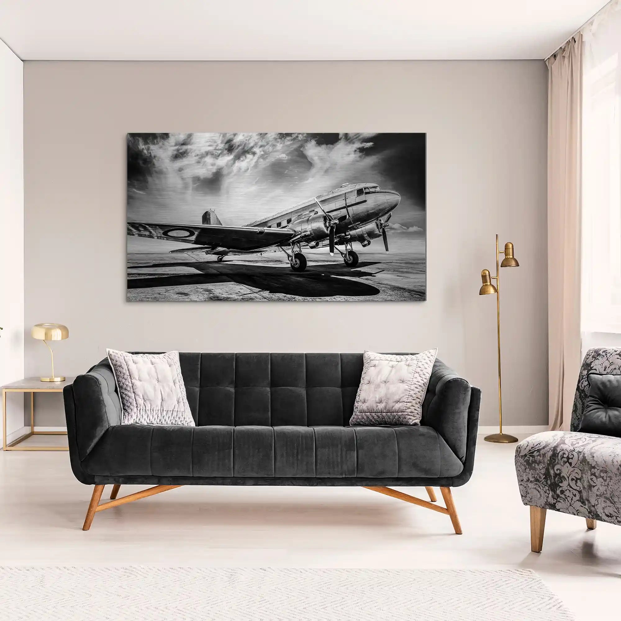 DC3 Vintage Flugzeug Alu Gebürstet INGALERIE