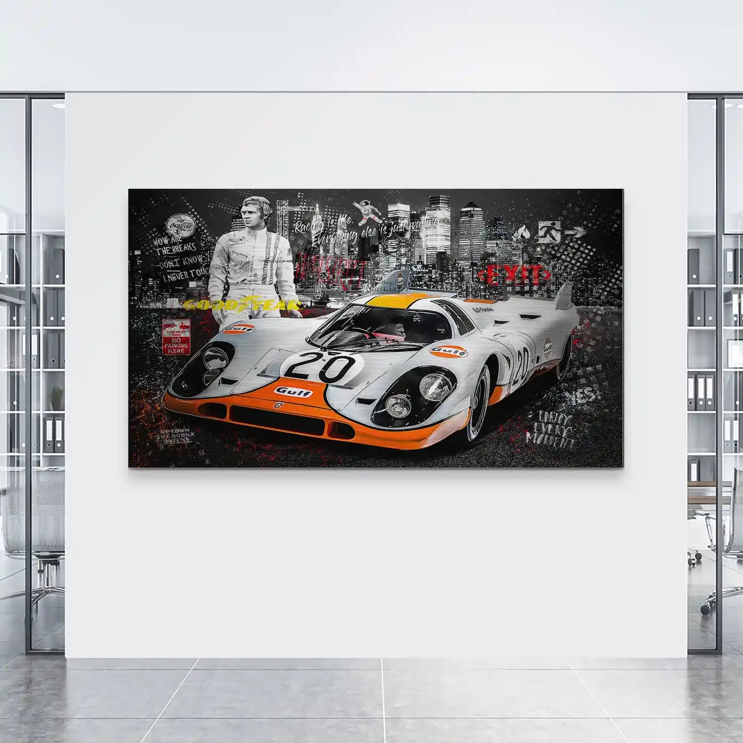 Steve McQueen Porsche 917 Black Style Alu Gebürstet INGALERIE