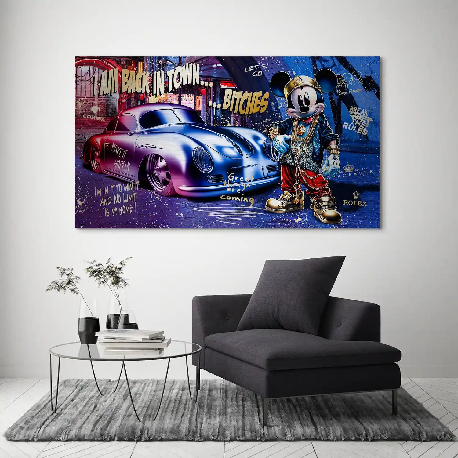 Micky Porsche 356 Pop Art Style Alu Gebürstet INGALERIE