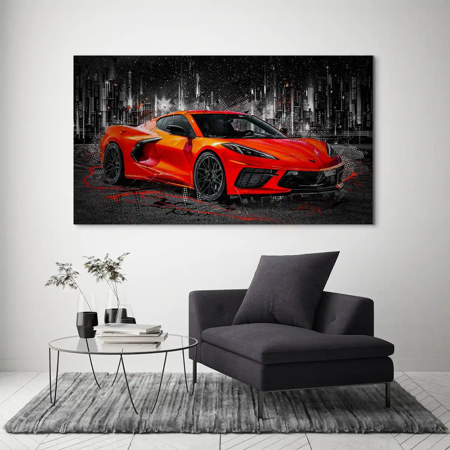 Corvette C8 Abstrakt Rot Alu Gebürstet INGALERIE