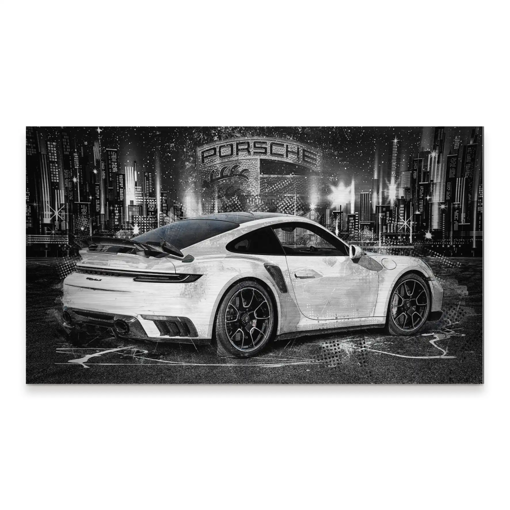 Porsche 911 Turbo Abstrakt White Alu Gebürstet INGALERIE