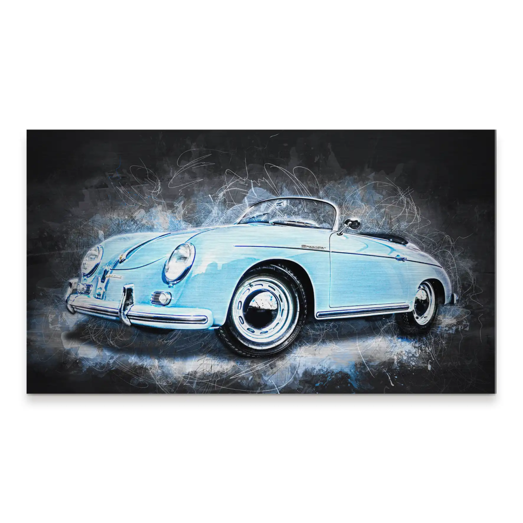 Blue Porsche Speedster Abstrakt Style Alu Gebürstet INGALERIE