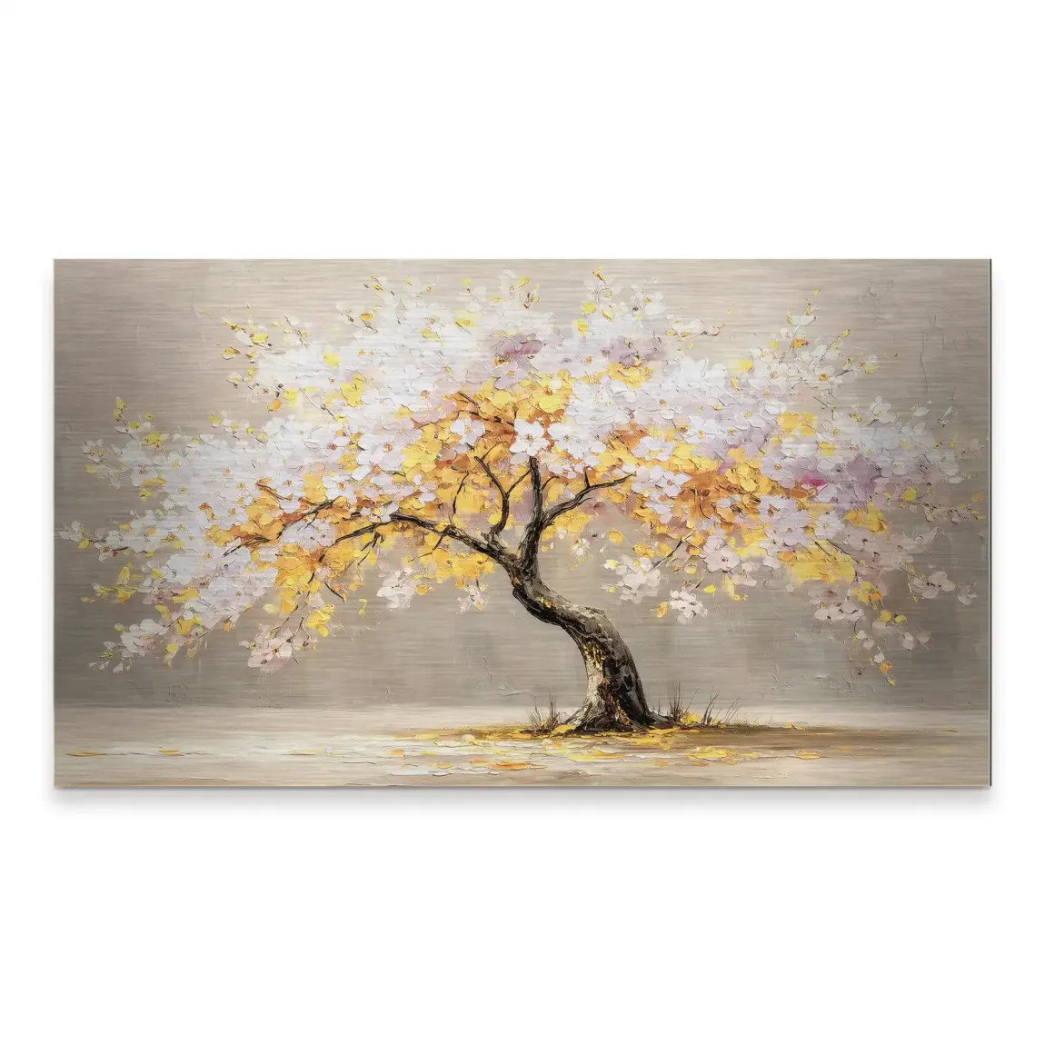 Gold Leaf Tree Art Alu Gebürstet