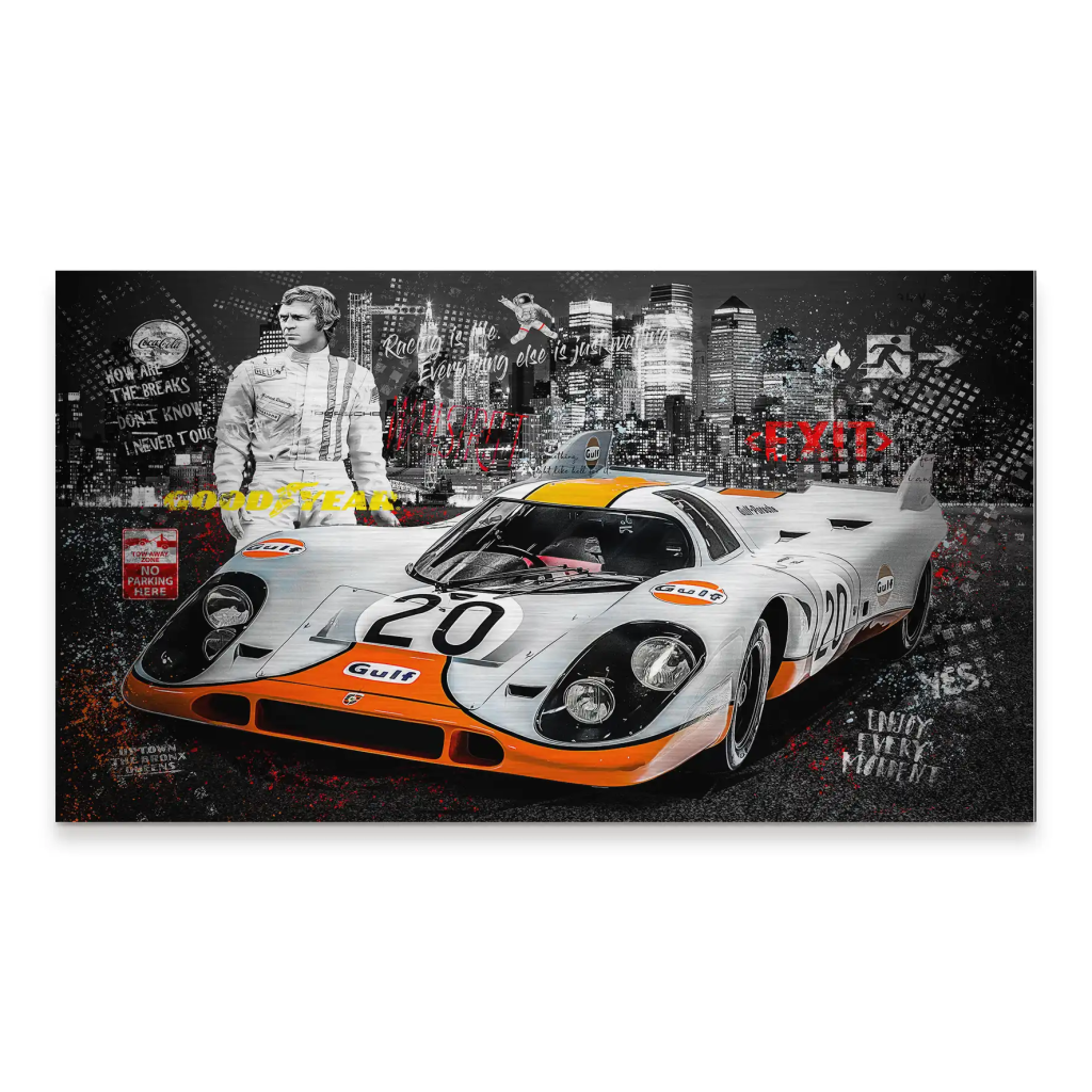 Steve McQueen Porsche 917 Black Style Alu Gebürstet INGALERIE