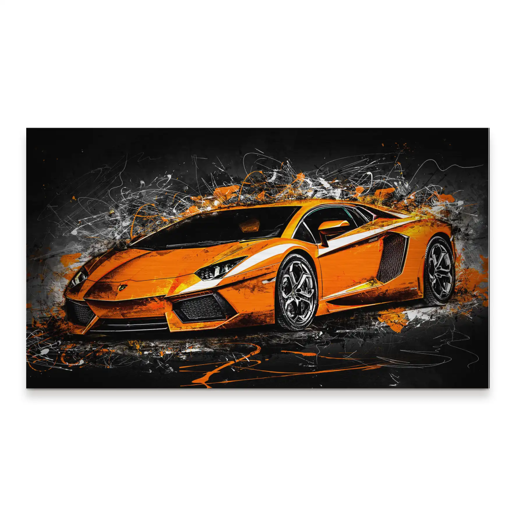 Lambo Aventador Abstrakt Orange Alu Gebürstet INGALERIE