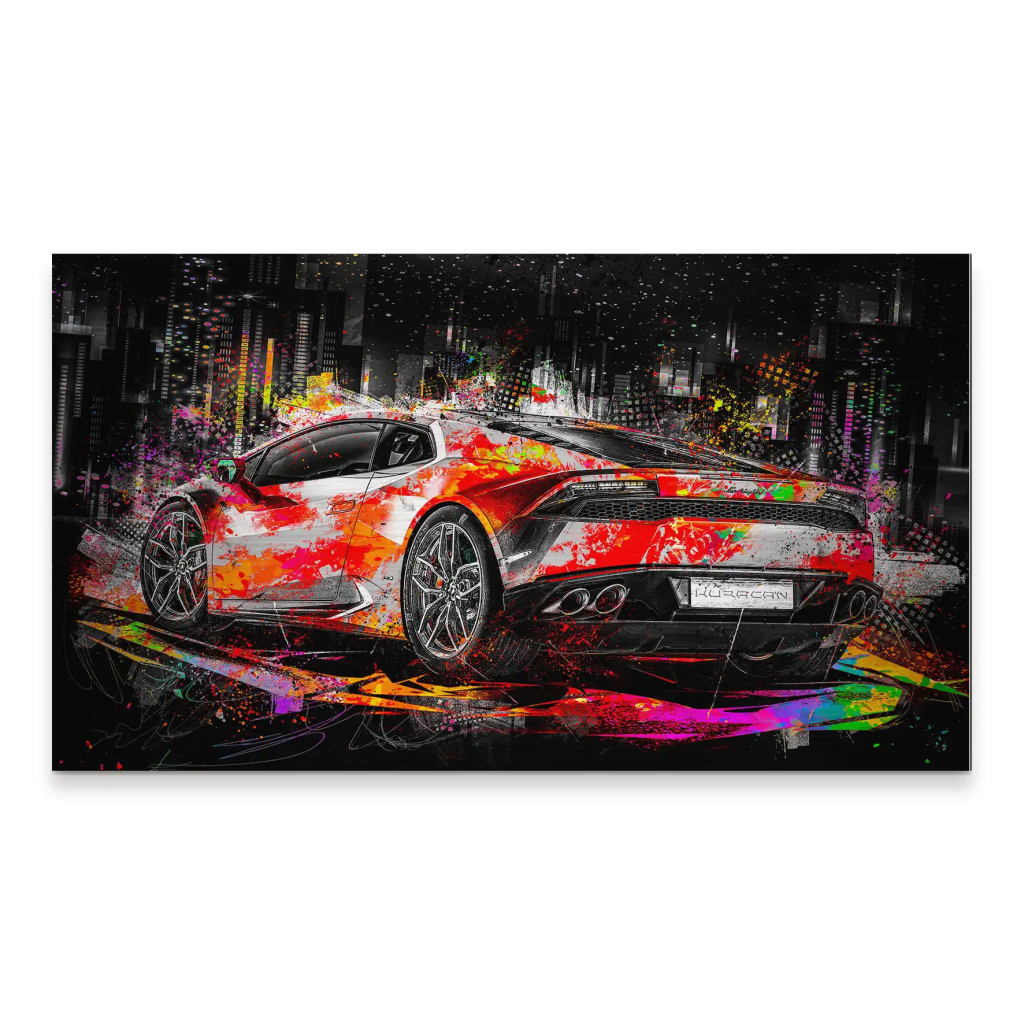 Lambo Huracan Pop Art Style Alu Gebürstet INGALERIE