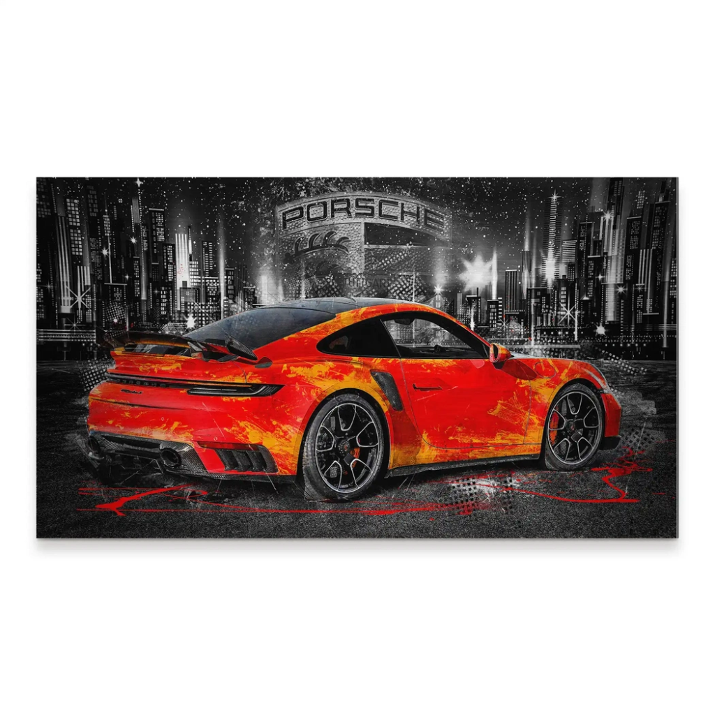 Porsche 911 Turbo Abstrakt Orange Alu Gebürstet INGALERIE