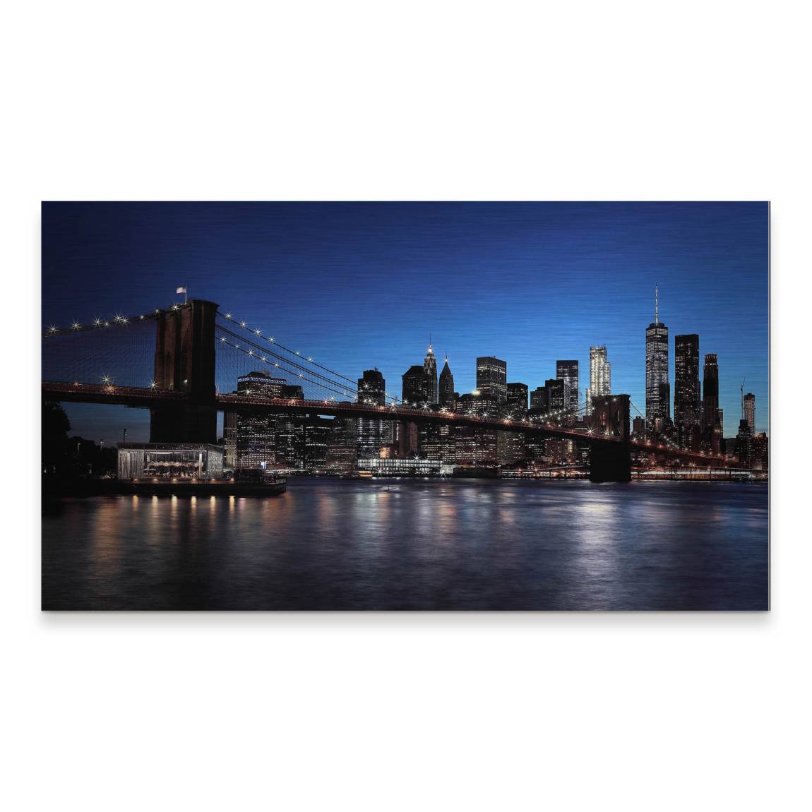 Manhatten bei Nacht Aluminiumbild gebürstet