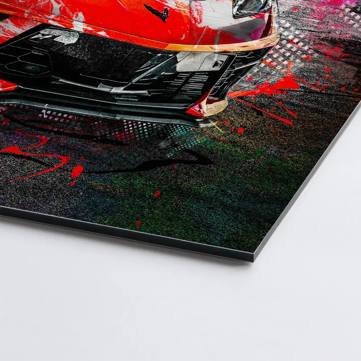 Corvette C8 Abstrak Red Style Alu Gebürstet Bild INGALERIE