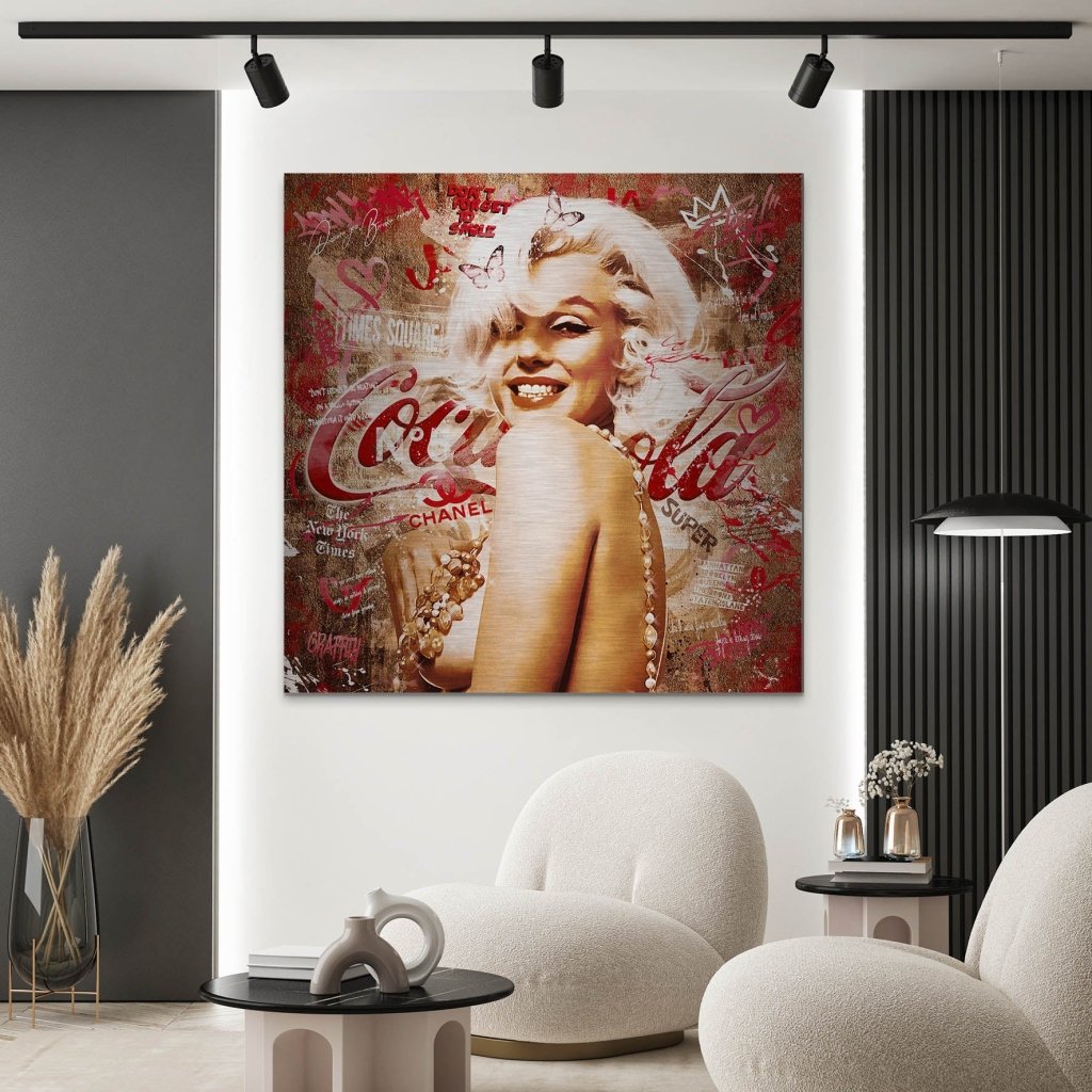 Marilyn Monroe Graffiti Retro Style Alu Gebürstet Bild INGALERIE