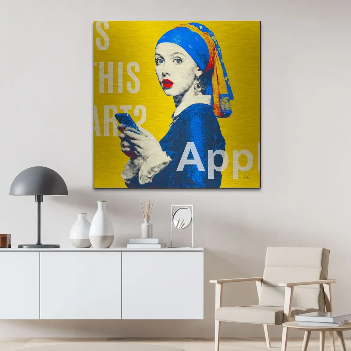 Das Mädchen mit dem Perlenohrring Alu Gebürstet Bild