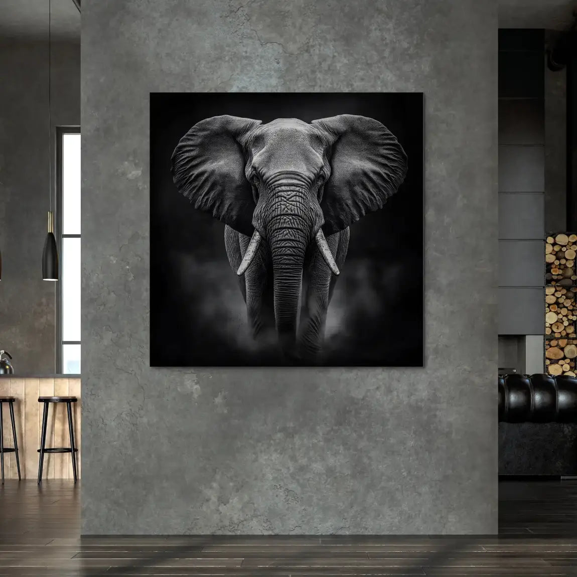 Elefant Black Style Alu Gebürstet Bild INGALERIE