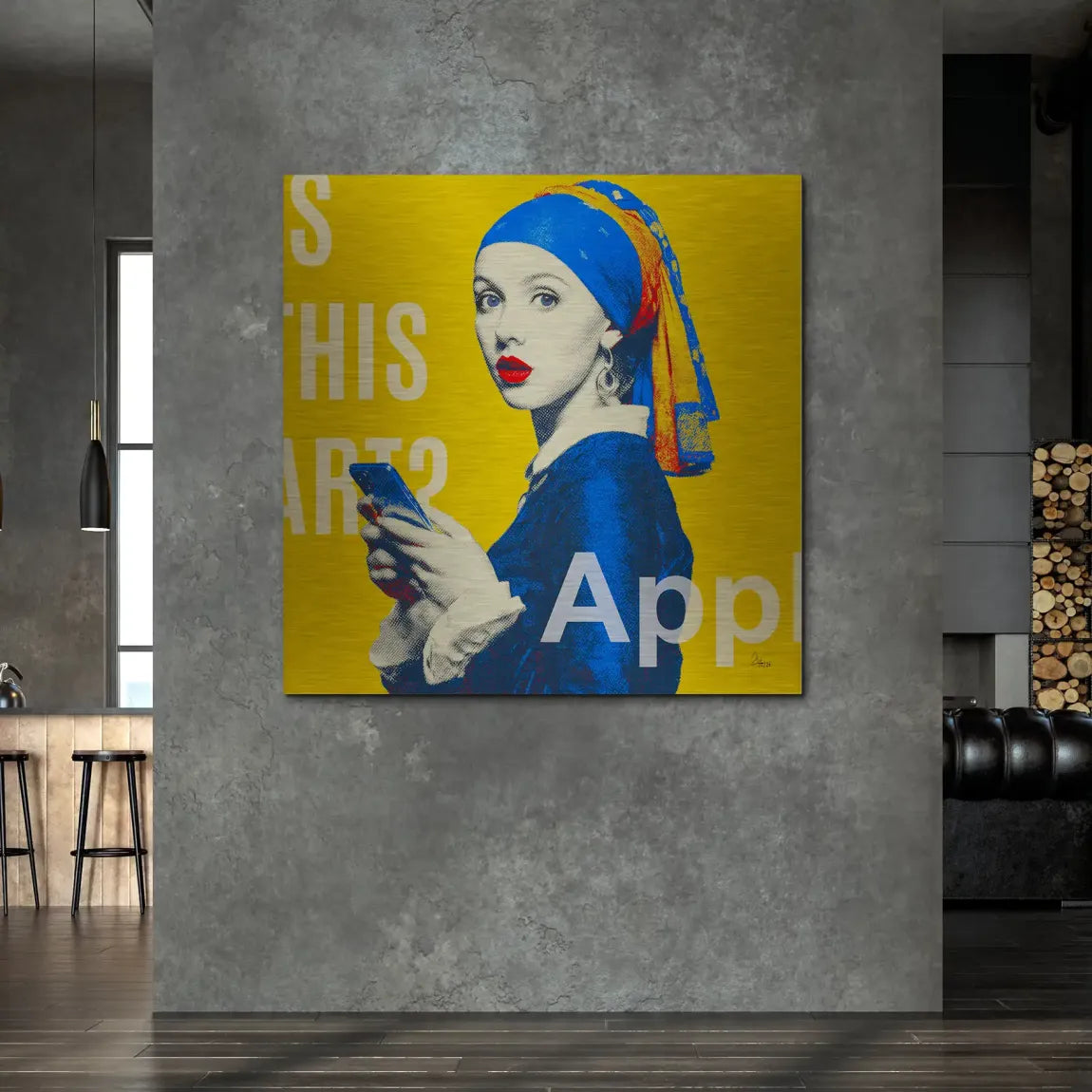 Das Mädchen mit dem Perlenohrring Alu Gebürstet Bild