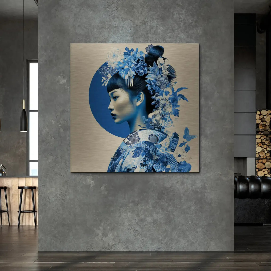 Blue Lotus Geisha Alu Gebürstet Bild