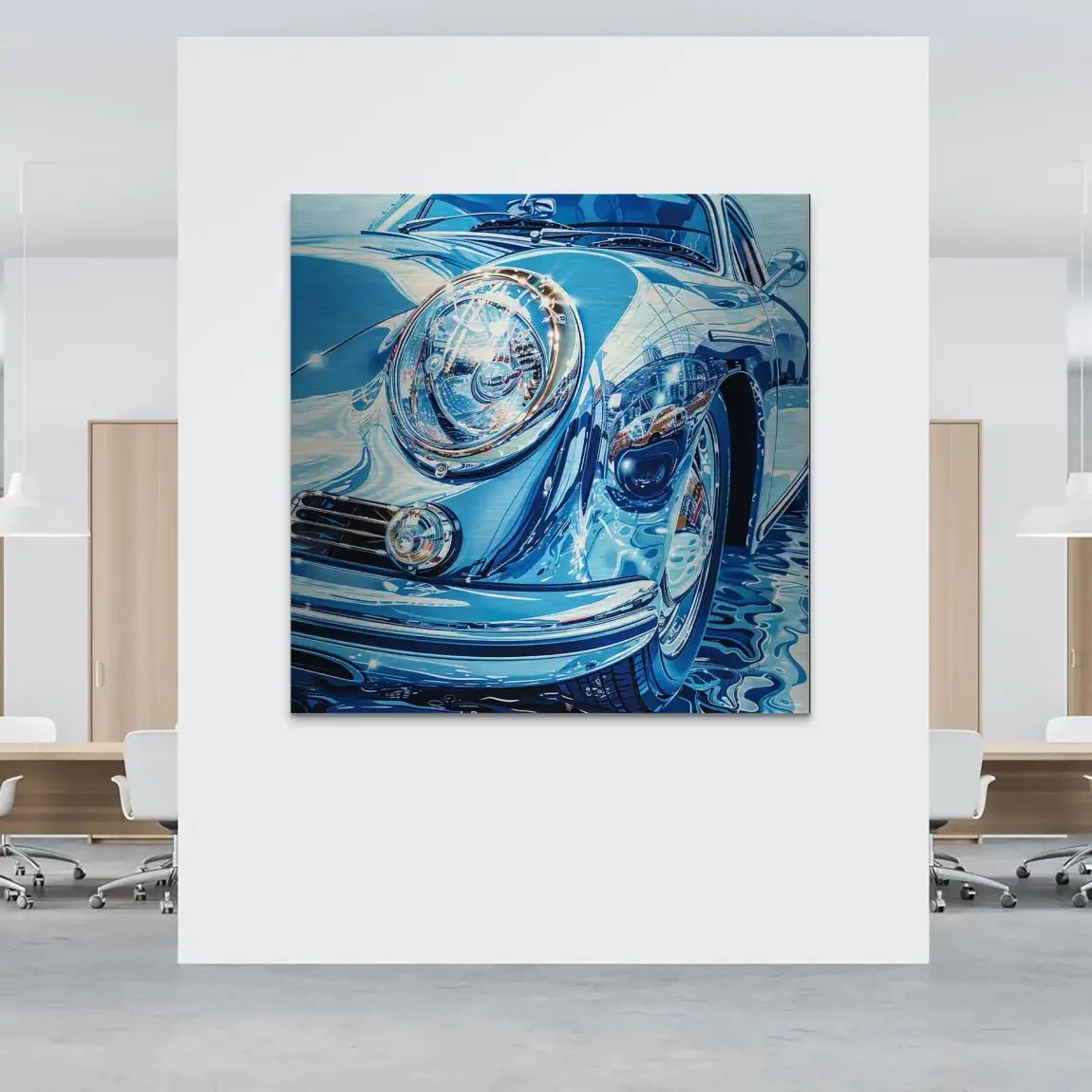 Porsche 356 Abstrakt Blue Nr.2 Alu Gebürstet INGALERIE