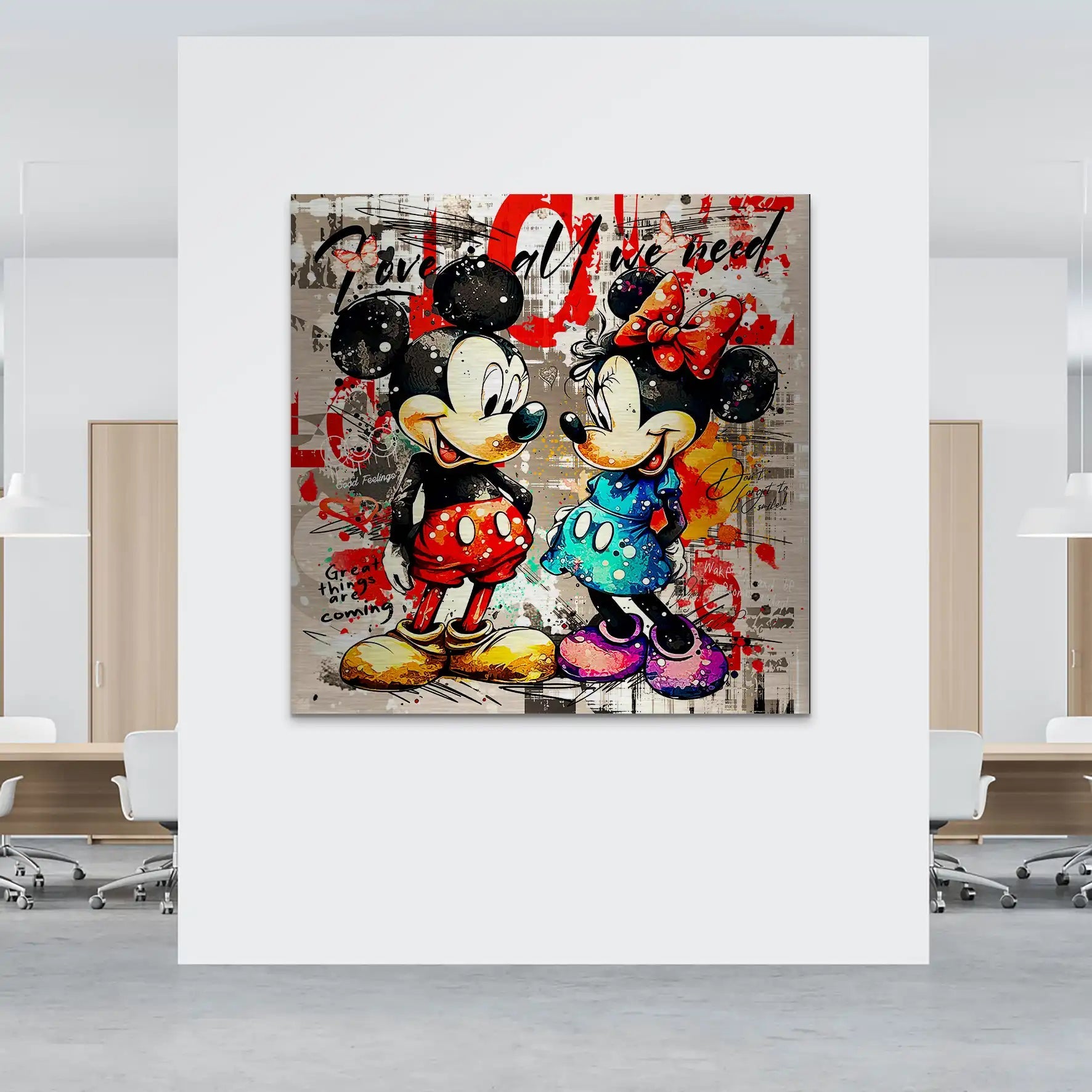 Micky Minnie Love Retro Alu Gebürstet INGALERIE