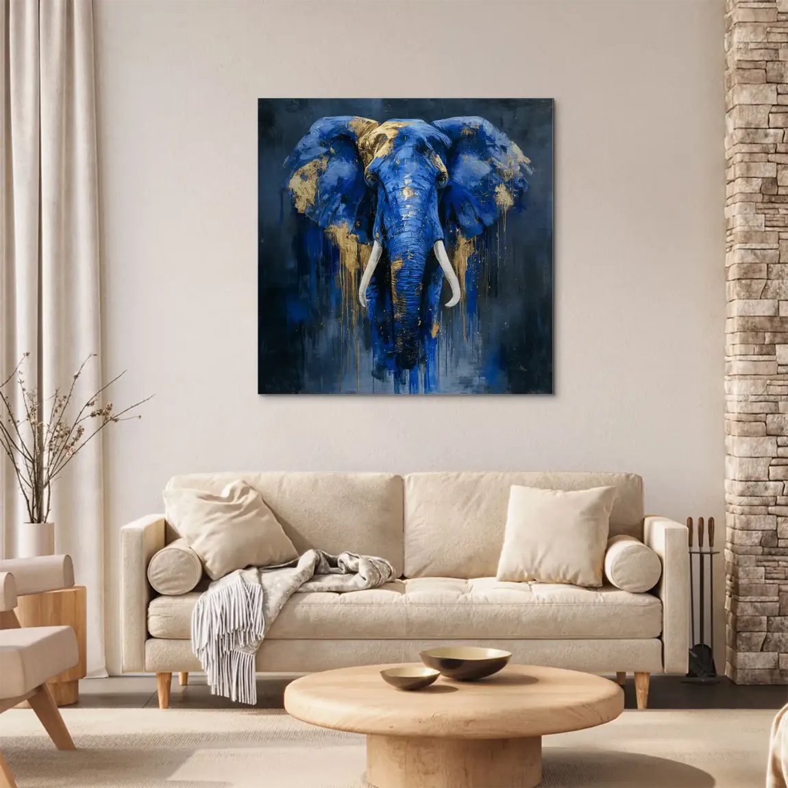 Blauer Elefant Abstrakt Aluminiumbild gebürstet