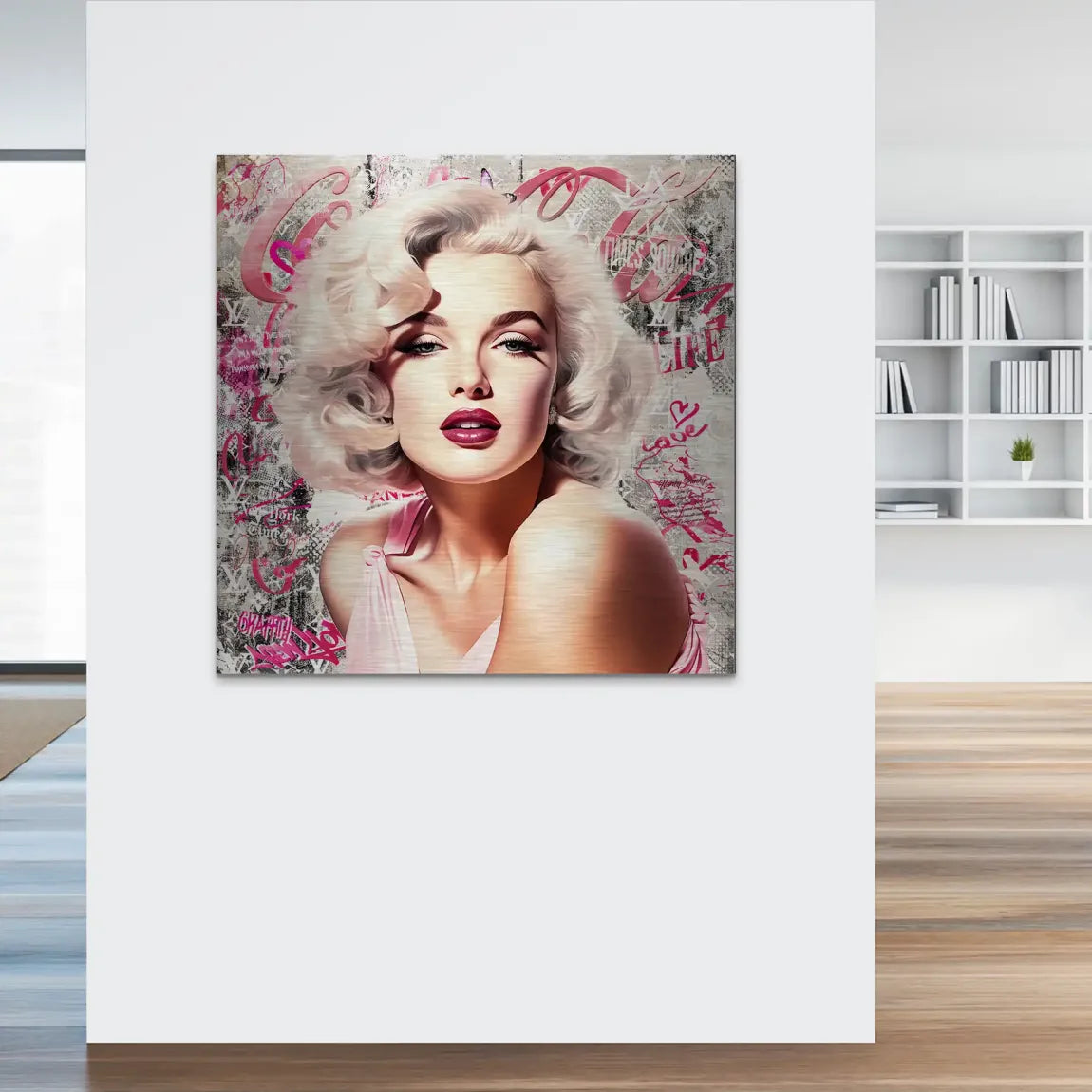Marilyn Glam in Pink Alu Gebürstet Bild INGALERIE