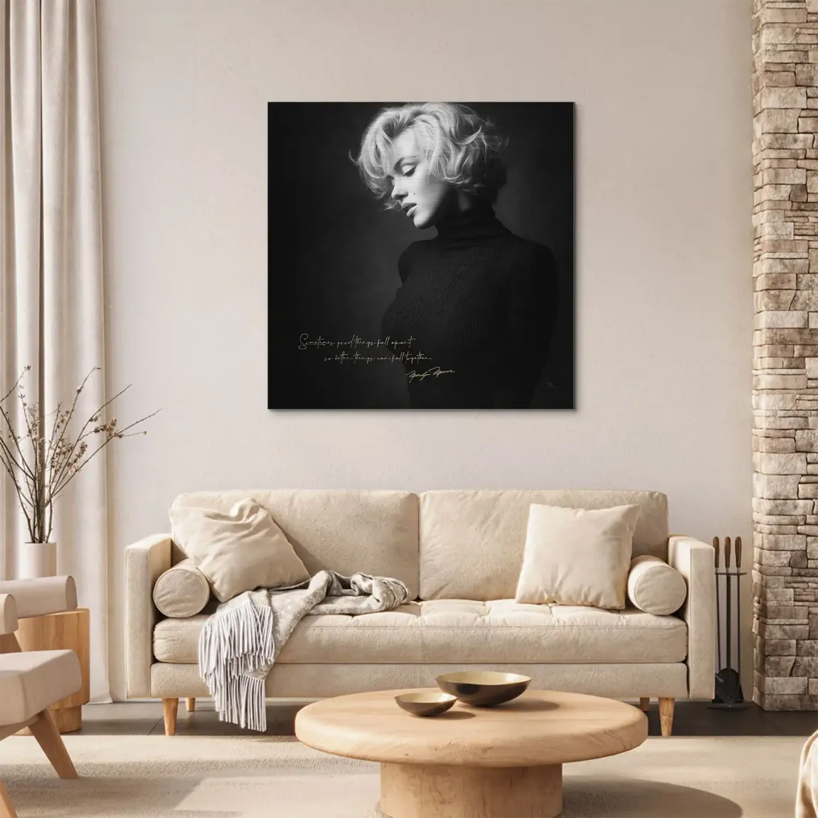 Marilyn Monroe Zitat Aluminiumbild gebürstet