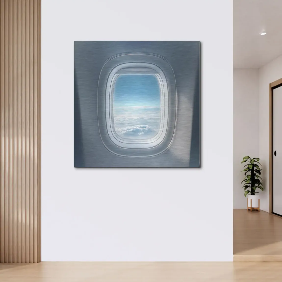 Flugzeugfenster Horizont Aluminiumbild gebürstet
