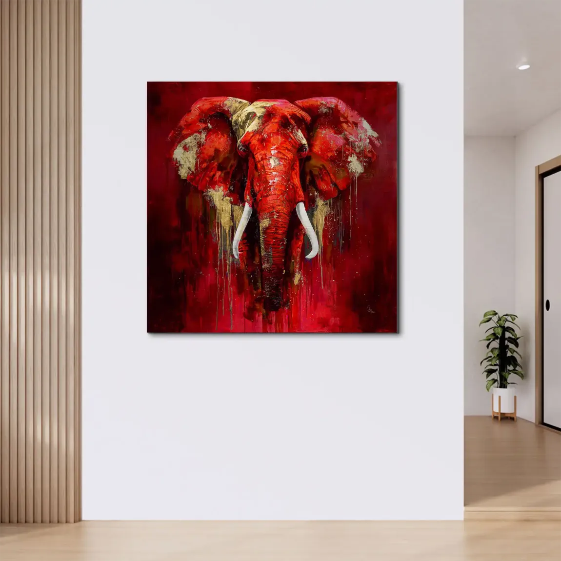 Roter Elefant Aluminiumbild gebürstet