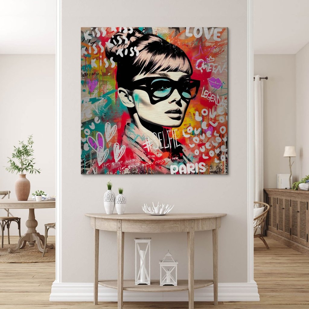 Audrey Hepburn Graffiti Alu Gebürstet Bild INGALERIE