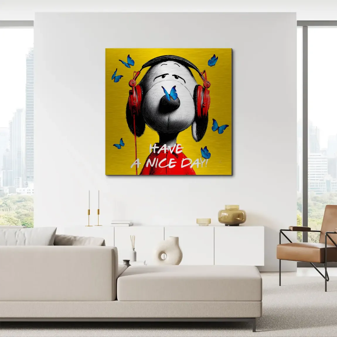 Snoopy Nice Day Aluminiumbild gebürstet