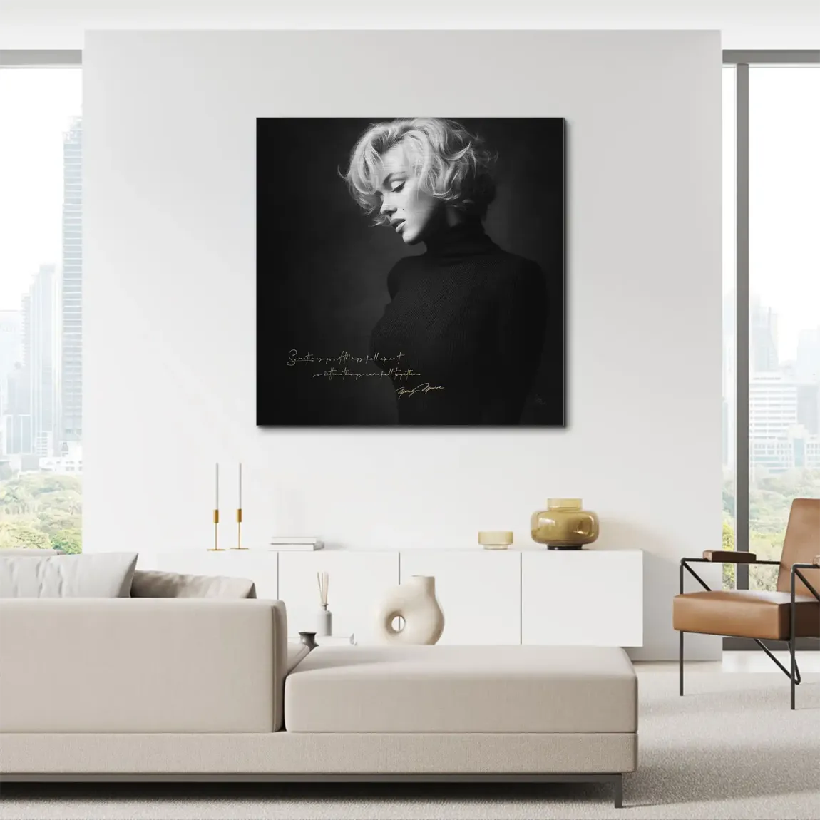Marilyn Monroe Zitat Aluminiumbild gebürstet