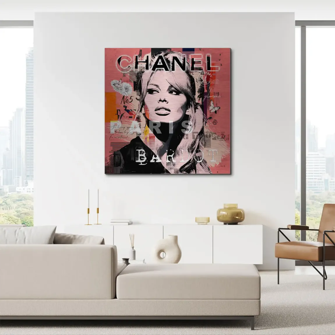 Bardot Chanel Art Aluminiumbild gebürstet