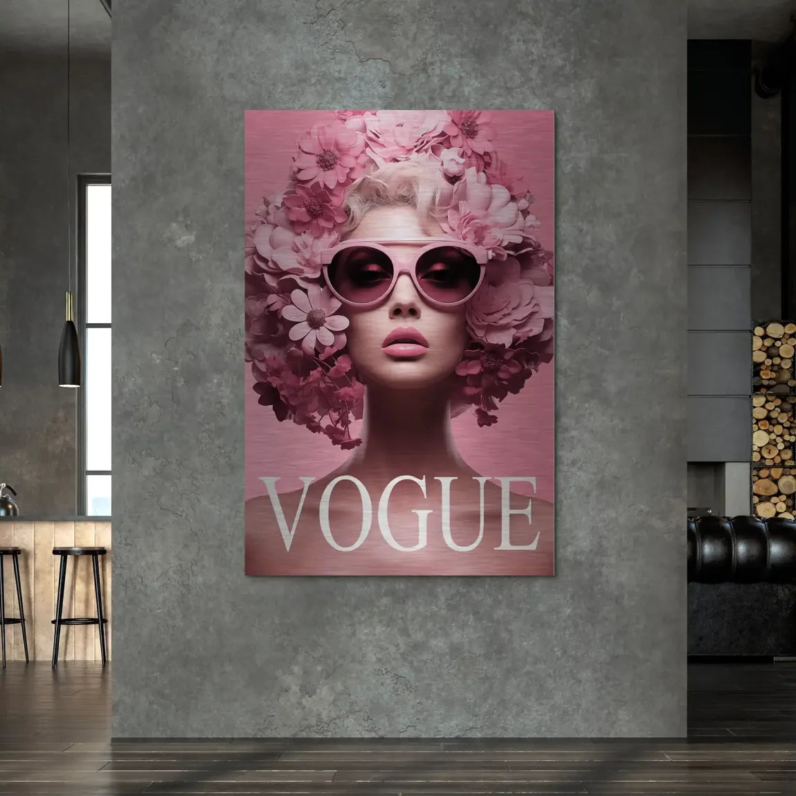 Floral Pink Vogue Alu Dibond Bild gebürstet
