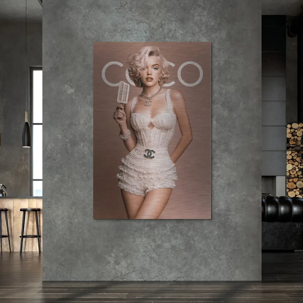 Marilyn Monroe Ice Pearl Alu Dibond Bild gebürstet