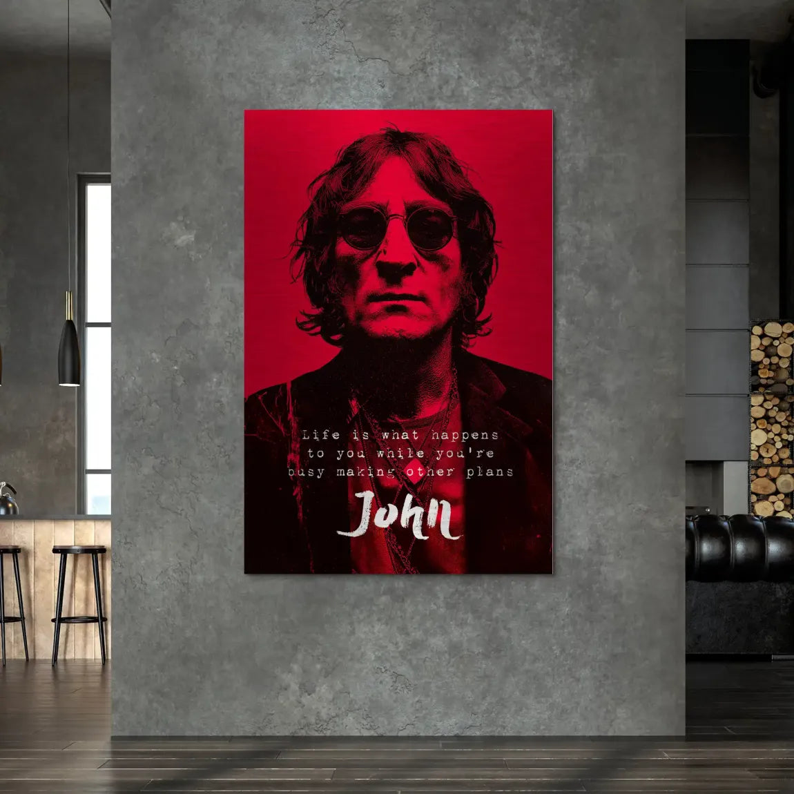 Lennon Red Vision Alu Dibond Bild gebürstet