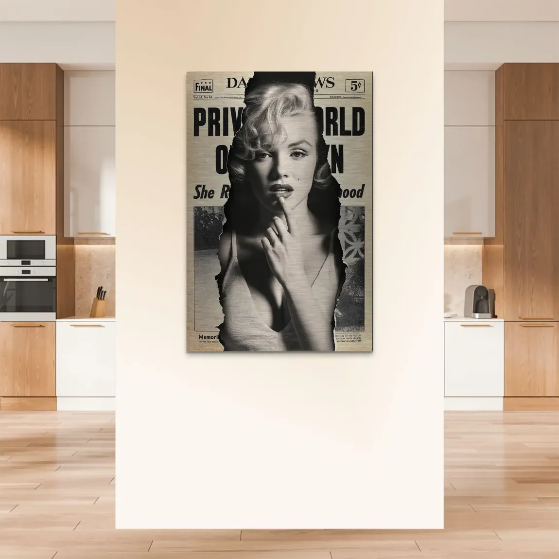 Marilyn Monroe News Alu Dibond Bild gebürstet