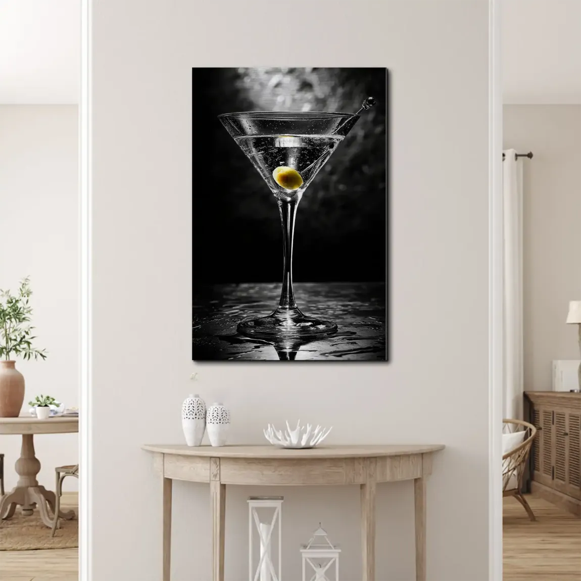 Martini Glas Noir Alu Dibond Bild gebürstet