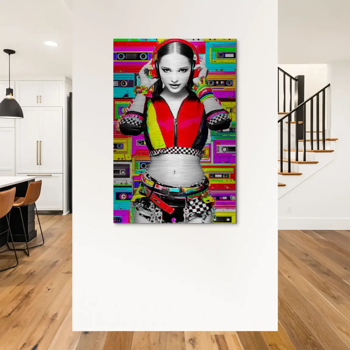 Retro DJ Girl Alu Dibond Bild gebürstet