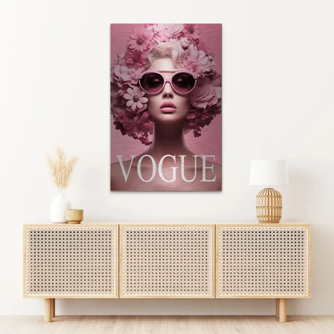 Floral Pink Vogue Alu Dibond Bild gebürstet