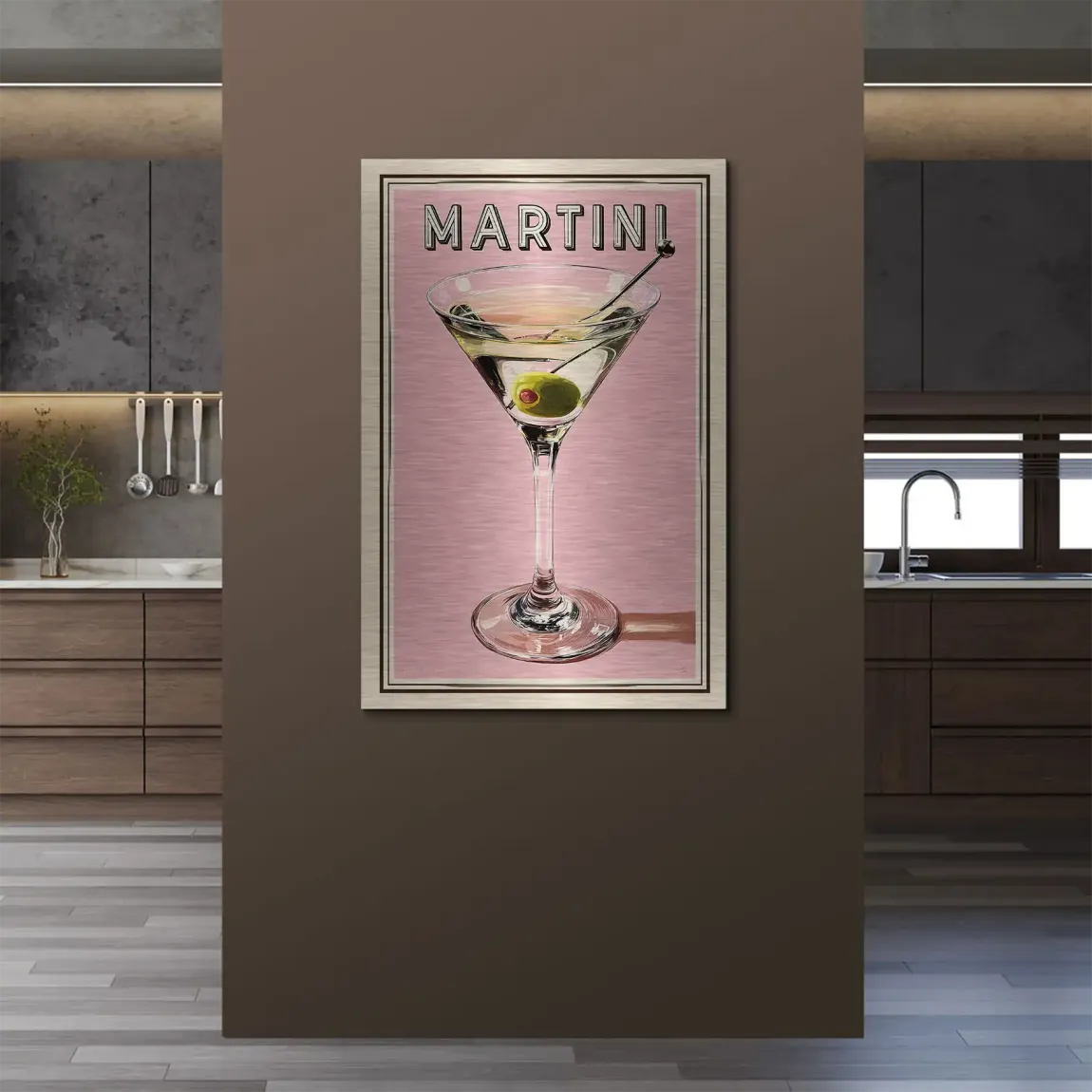 Martini Retro Art Alu Dibond Bild gebürstet