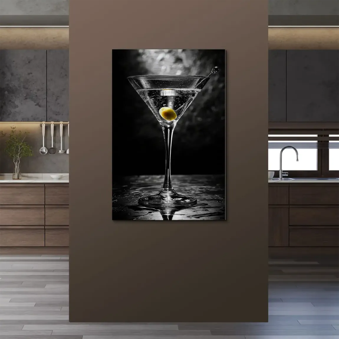 Martini Glas Noir Alu Dibond Bild gebürstet