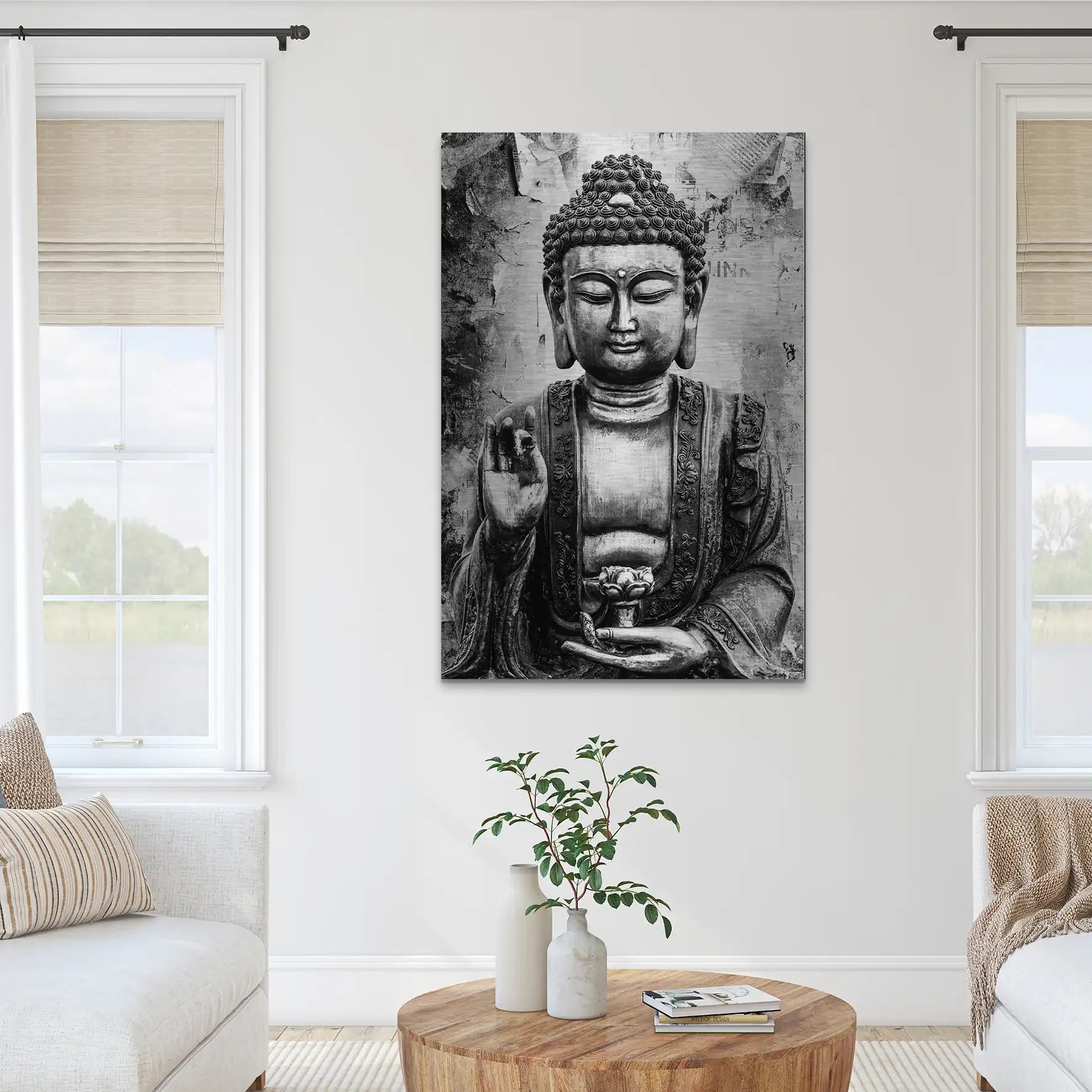 Buddha Black Style AluDibond Gebürstet INGALERIE